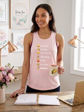 Freeze 24-7 Juniors Emoji Days Of The Week Graphic Tank Top, Size Small